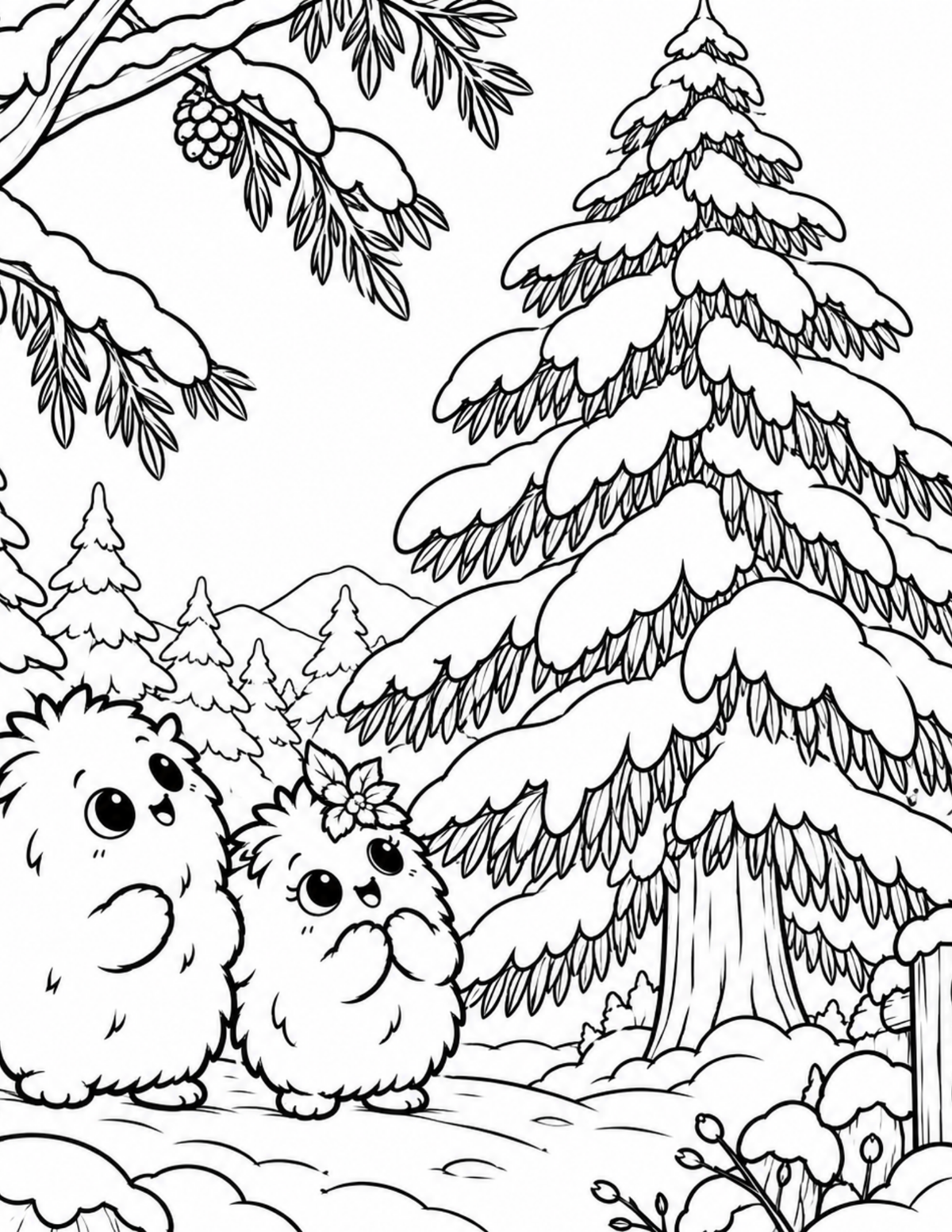 Les Ploomis découvrent la magie de l’hiver | Livre à colorier PDF