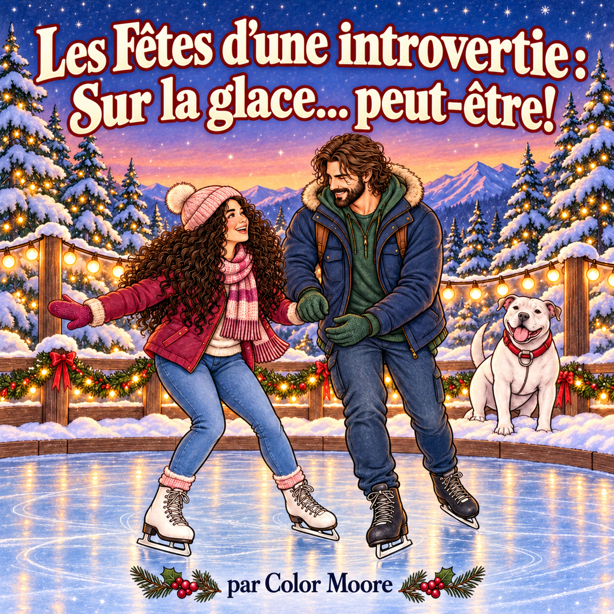 Illustrated book cover for 'Les Fêtes d'une introvertie : Sur la glace.